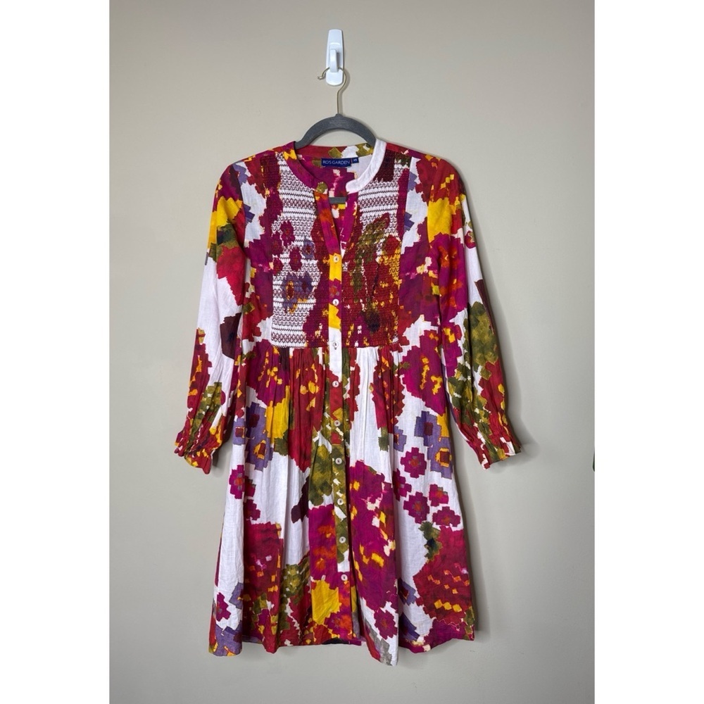 Ro’s Garden Talia Kobe Pink 3/4 Sleeve Button Down Dress Size XS - Picture 2 of 8
